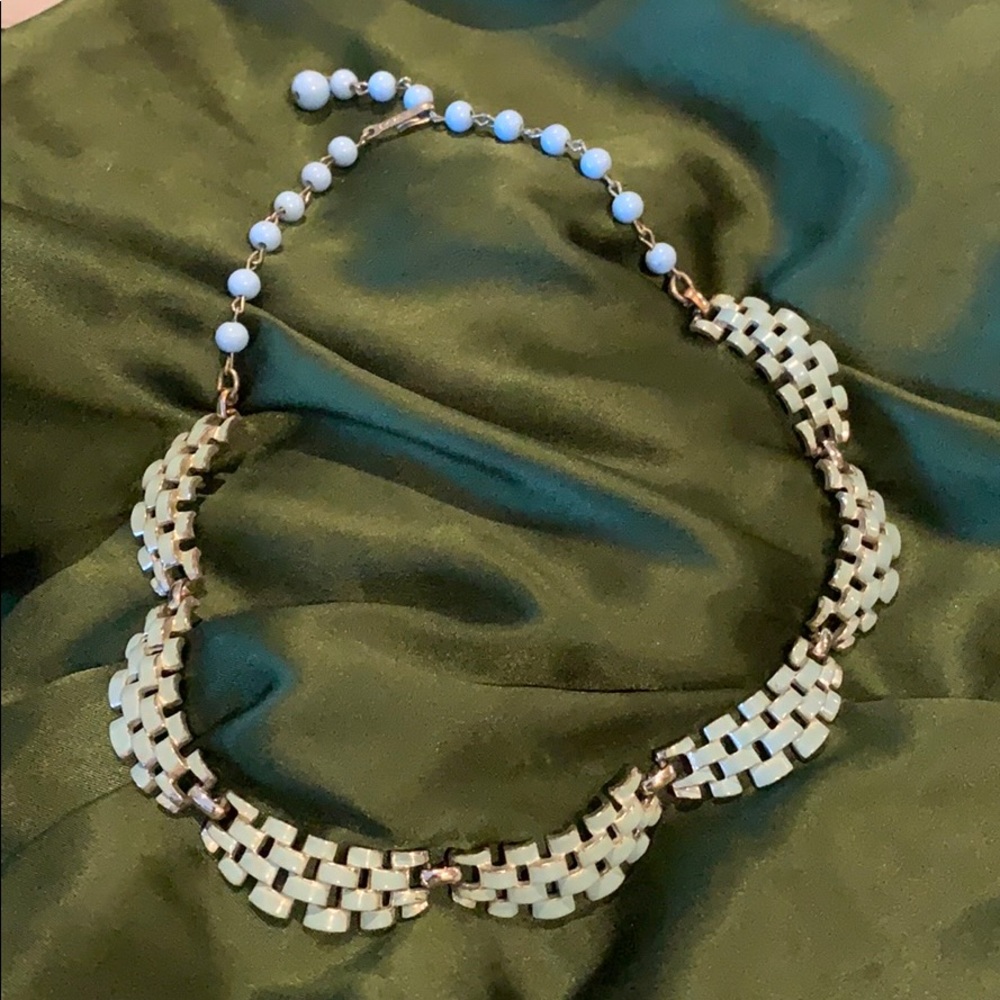 Vintage Coro Blue Enamel Collar